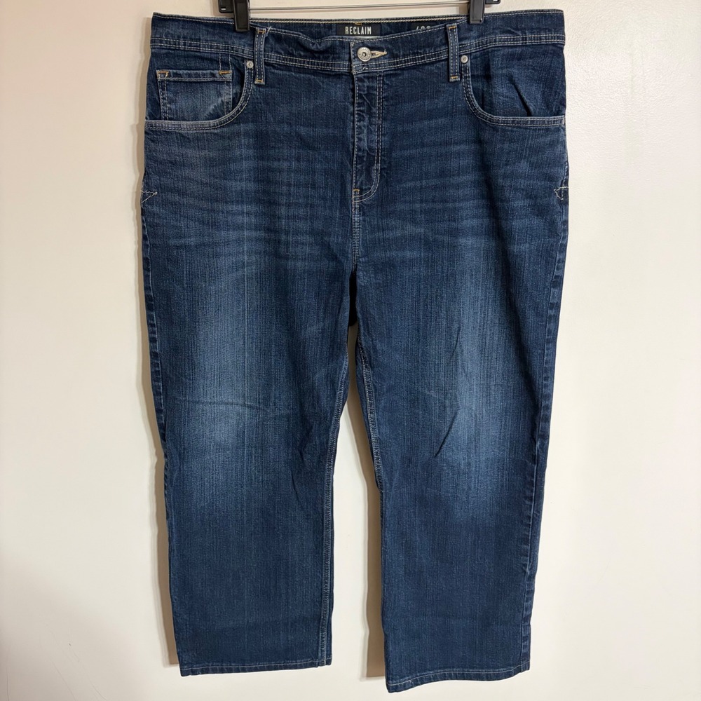 Reclaim Blue Jeans Mens 42S Loose Straight Leg Dark Wash Denim Pants